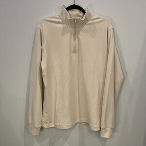 Uniqlo Cream/Off-white Half-Zip Long Sleeve Pullover Medium